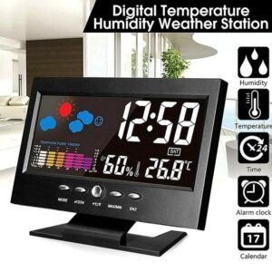 (🎁2024  Hot Sale🎁)Digital LED Temperature Humidity Monitor Weather Forecast LED Table Alarm Clock