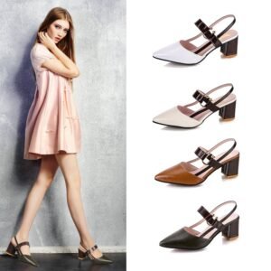 Women's Pointed Toe Block High Heel Sandals