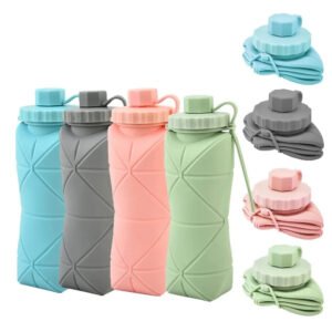 600ml Collapsible Silicone Water Bottle – Portable. Leakproof & Eco-Friendly for Travel. Hiking. Gym. and Everyday Use